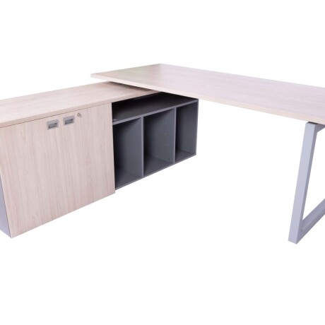 ESCRITORIO ESQUINERO GERENCIAL MADERA-Y-METAL GRIS WORK