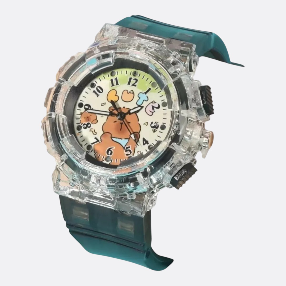 Reloj De Pulsera Infantil Capibara Colores - Verde Oscuro 