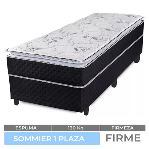 UNA PLAZA + BOX - Conjunto de Sommier 1 Atena Con Pillow Top EPS 190x78x57 130K UNA PLAZA + BOX - Conjunto de Sommier 1 Atena Con Pillow Top EPS 190x78x57 130K