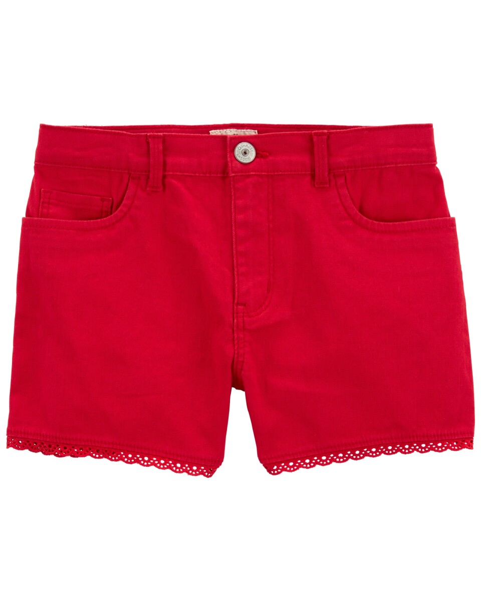 Short de sarga, con ribete de ojales 