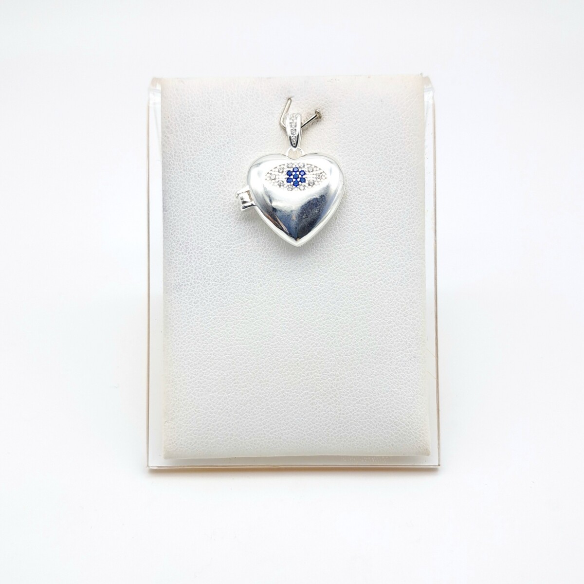Relicario de plata 925 con circonias, CORAZON. 