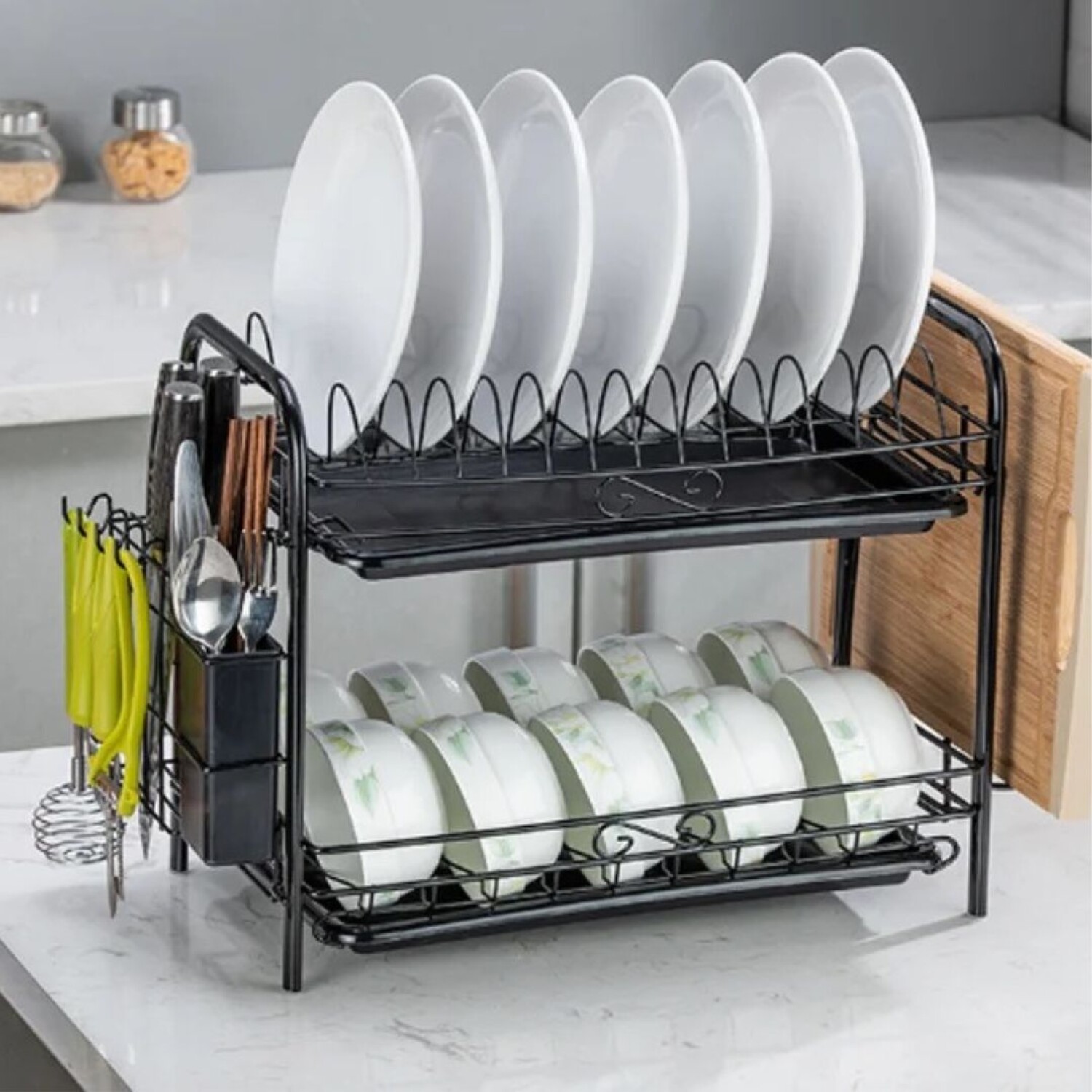 Secaplatos escurridor de platos con drenaje bandeja smart dish rack