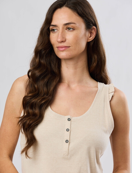 MUSCULOSA LISA DE ALGODÓN Beige