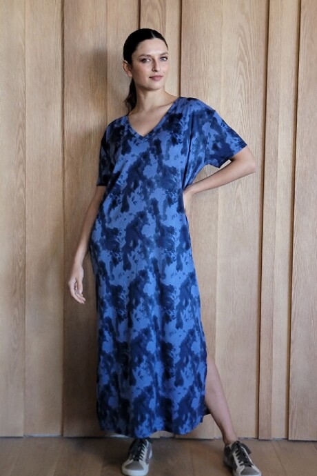 Vestido hibisco Print Azul