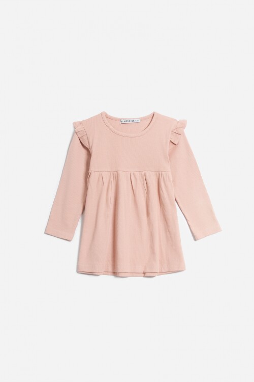 Vestido con volado en hombro TERRACOTA