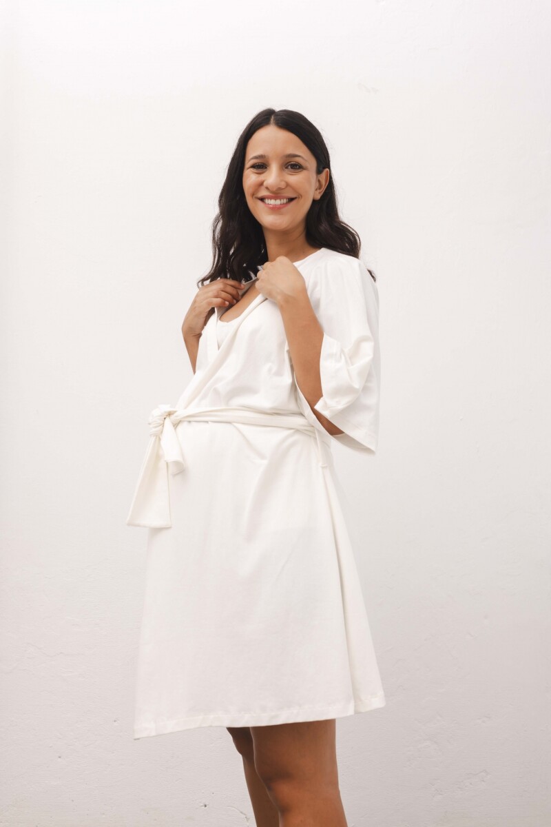 Bata Maternal Aurora Algodón – Embarazo y Lactancia Crema