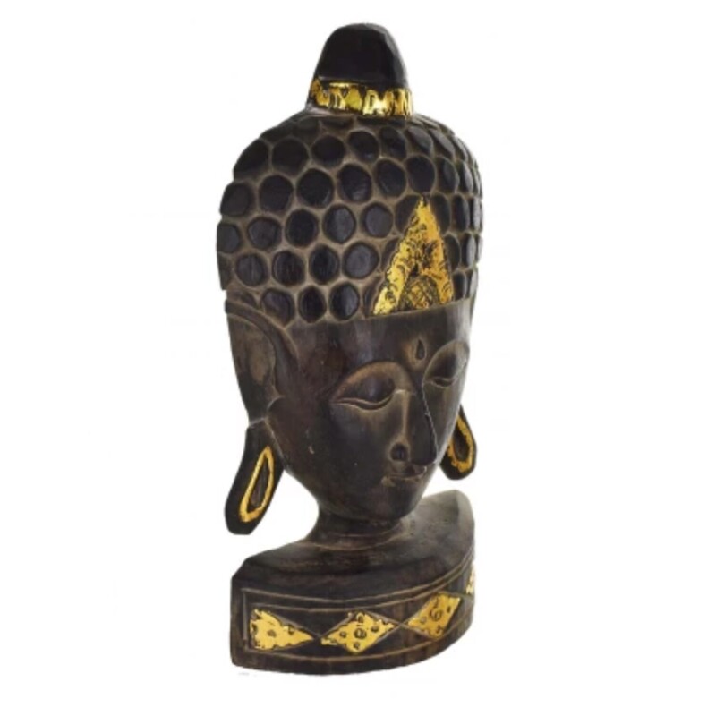 Máscara buda de madera tipo Bali 40cm con base Máscara buda de madera tipo Bali 40cm con base