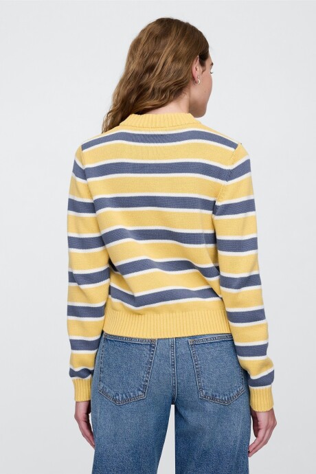 Buzo Algodón Cuello Alto Mujer Yellow Stripe