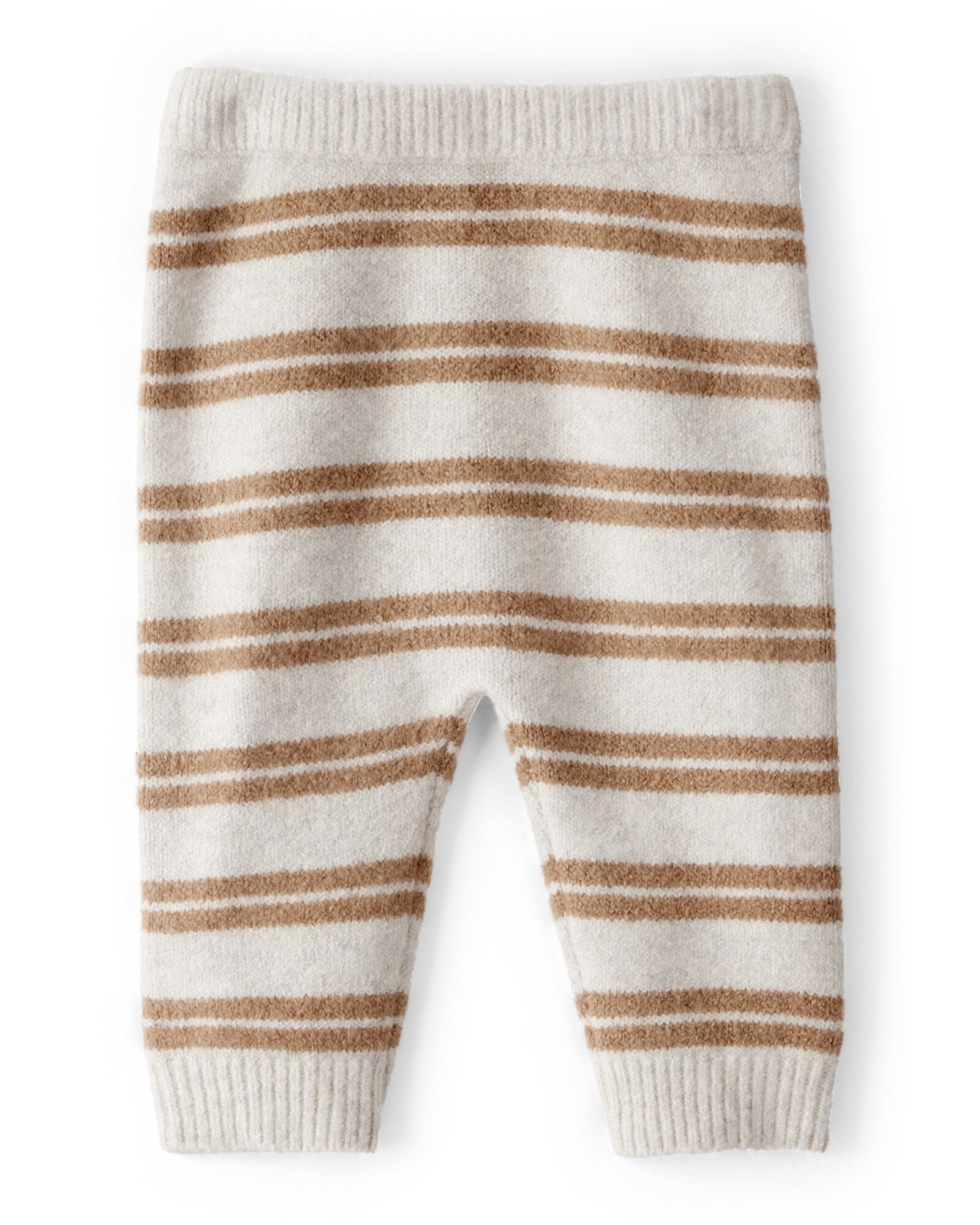 Pantalón de punto, diseño a rayas crema y marrón Sin color