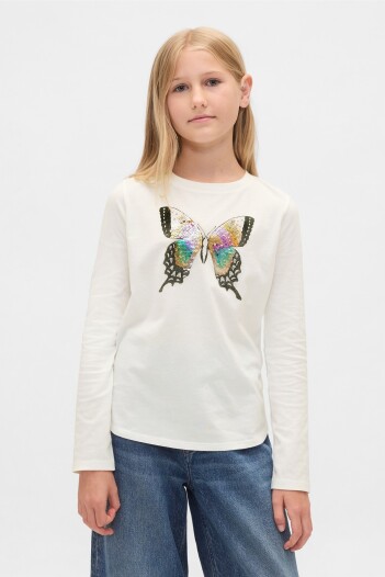 Remera Lentejuelas Niña New Off White Opt1