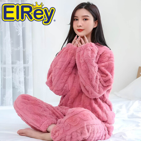 Conjunto Pijama Jogging Peluche Abrigo Buzo Pantalón Rosa