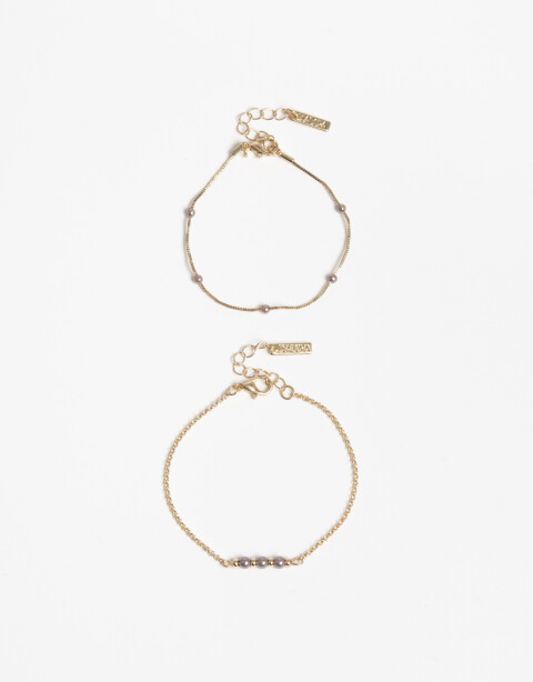 Pulseras Flexibles Sets Perla Set De Pulseras Flexibles Con Perlas - Dorado