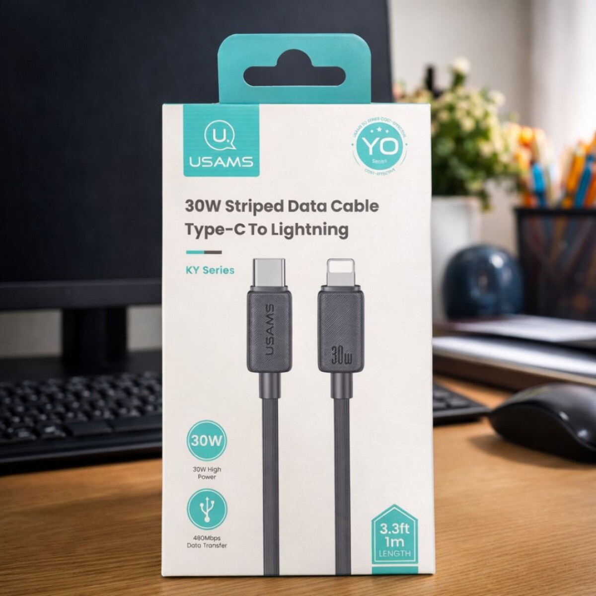 CABLE DE DATOS USB C A LIGHTNING 1 M NEGRO USAMS 
