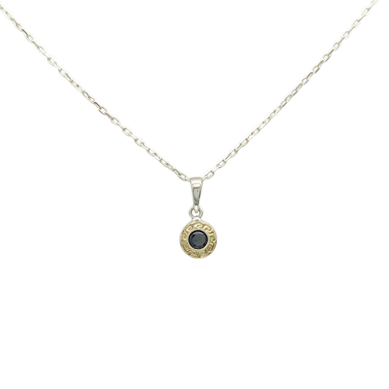 Dije Colgante Solitario greco-Plata y oro-Zafiro-CP5568 conpiedra