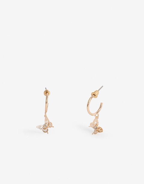 Aros Argollas Metal Aros Argolla Metal Mariposa - Dorado