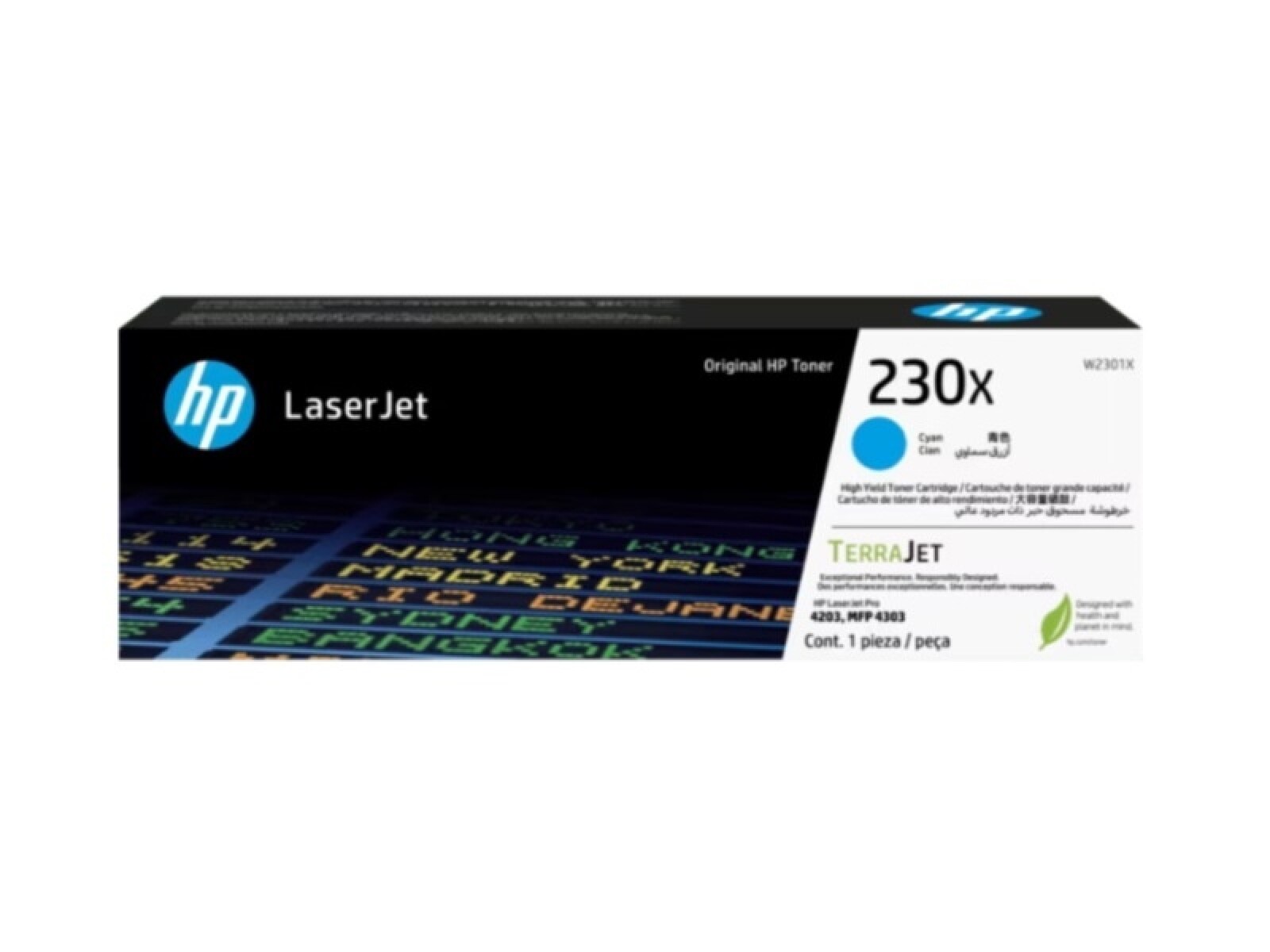 HP 230X - Cián - original - LaserJet - cartucho de tóner (W2301X) - para Color LaserJet Pro 4201, 4203, MFP 4301, MFP 4303 