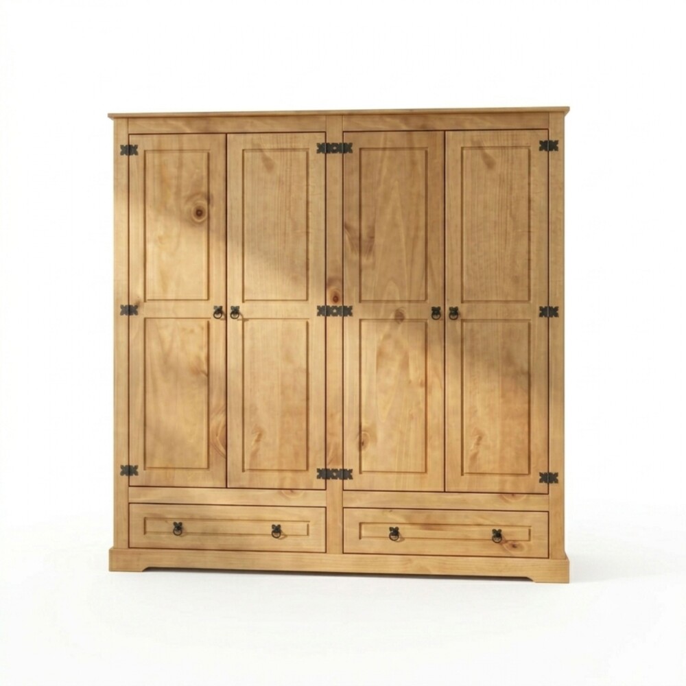 Ropero 4 puertas 2 Cajones Madera - Linea mexicana Natural