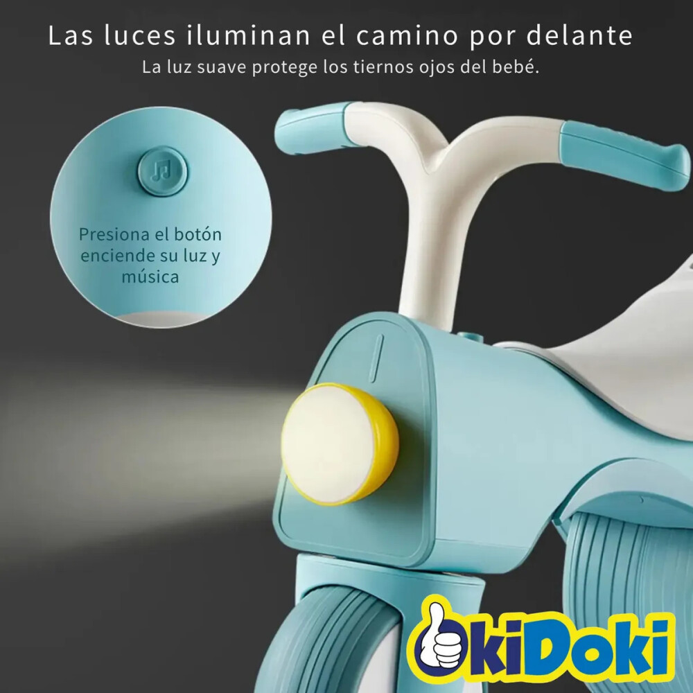 Moto chivita andador para niños con luz y sonido Verde agua