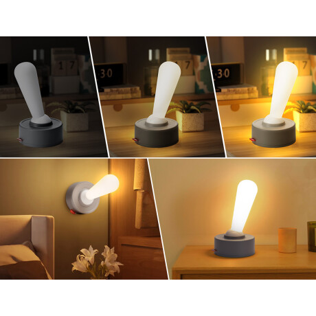 Lámpara LED portátil con base tipo interruptor ON-OFF Gris