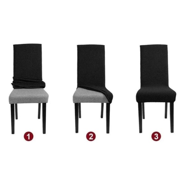 Funda Cubre Sillas Universal Comedor Elastizada Lavable X6 Color Variante Grisoscuro