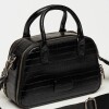 Cartera de mano New Penny en efecto cuero croco Negro
