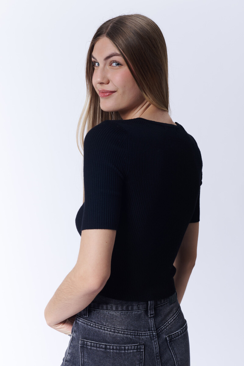 Remera Punto Rib Negro