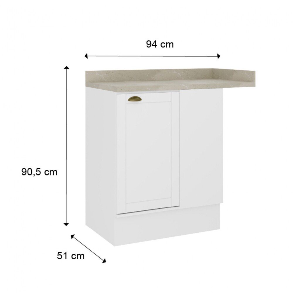 Bajo Mesada Esquinero Americana con tapa Blanco Bajo Mesada Esquinero Americana con tapa Blanco