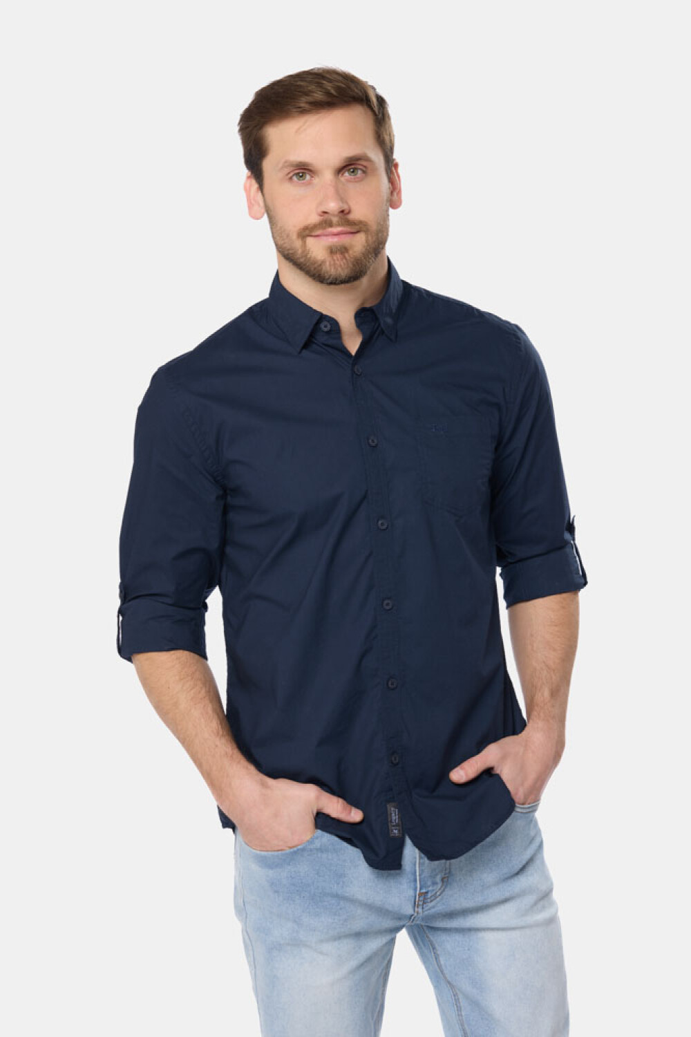 CAMISA LISA DE ALGODÓN Azul