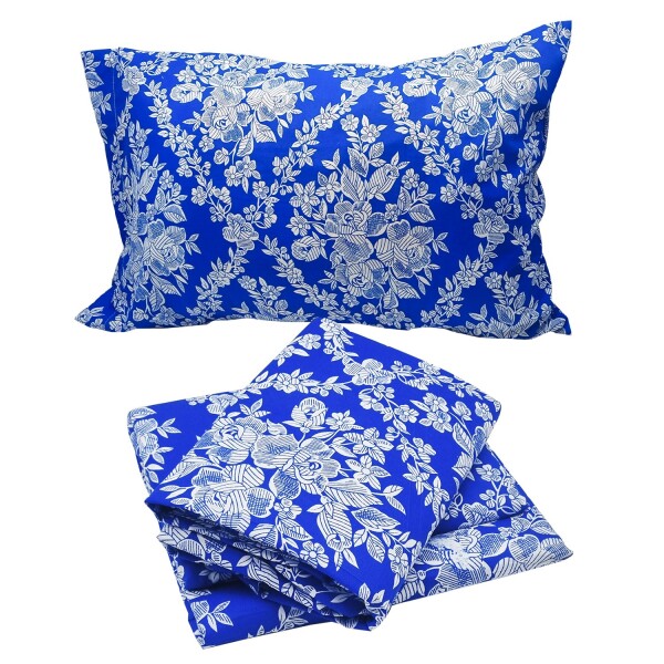 Juego Cama Sabanas Alondra 1 Plaza + Almohada + Funda Variante Diseño Azul