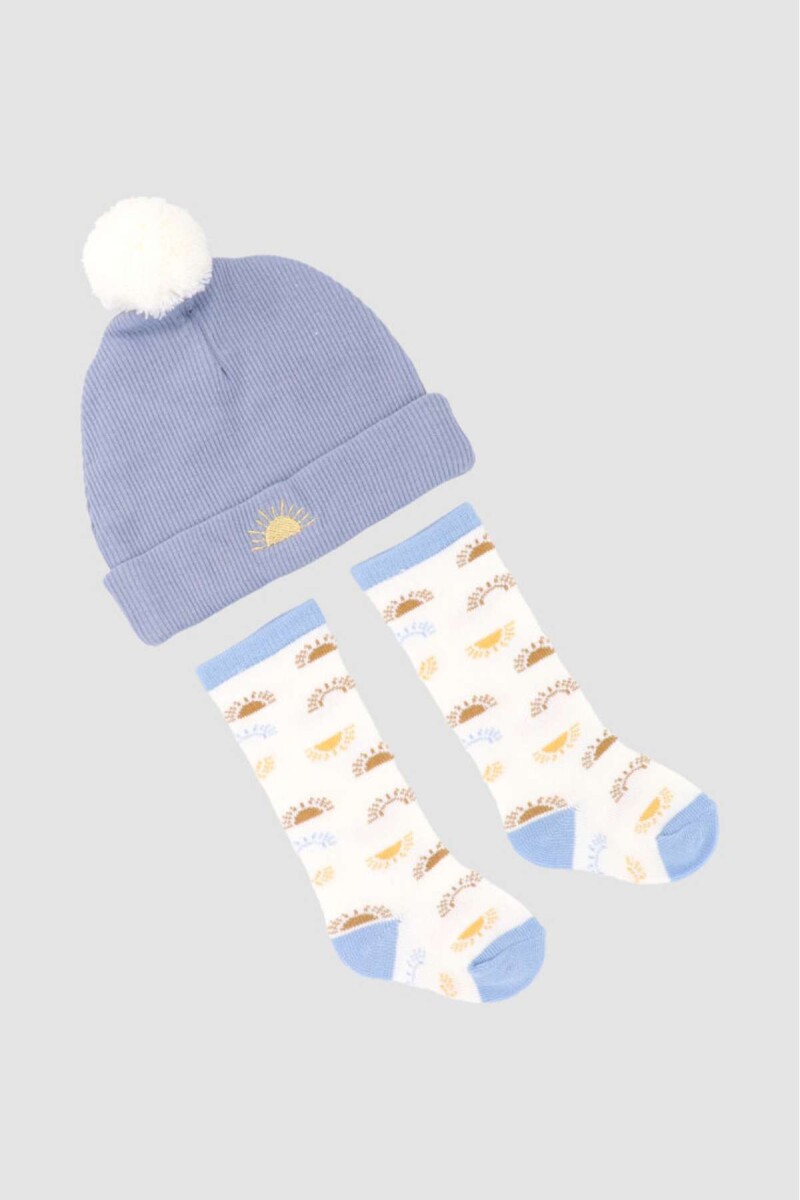 Set gorro y medias blue - Celeste 