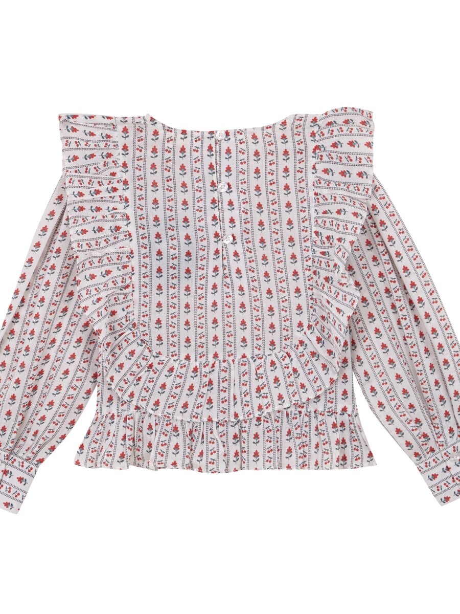 Blusa Con Volantes Rojo