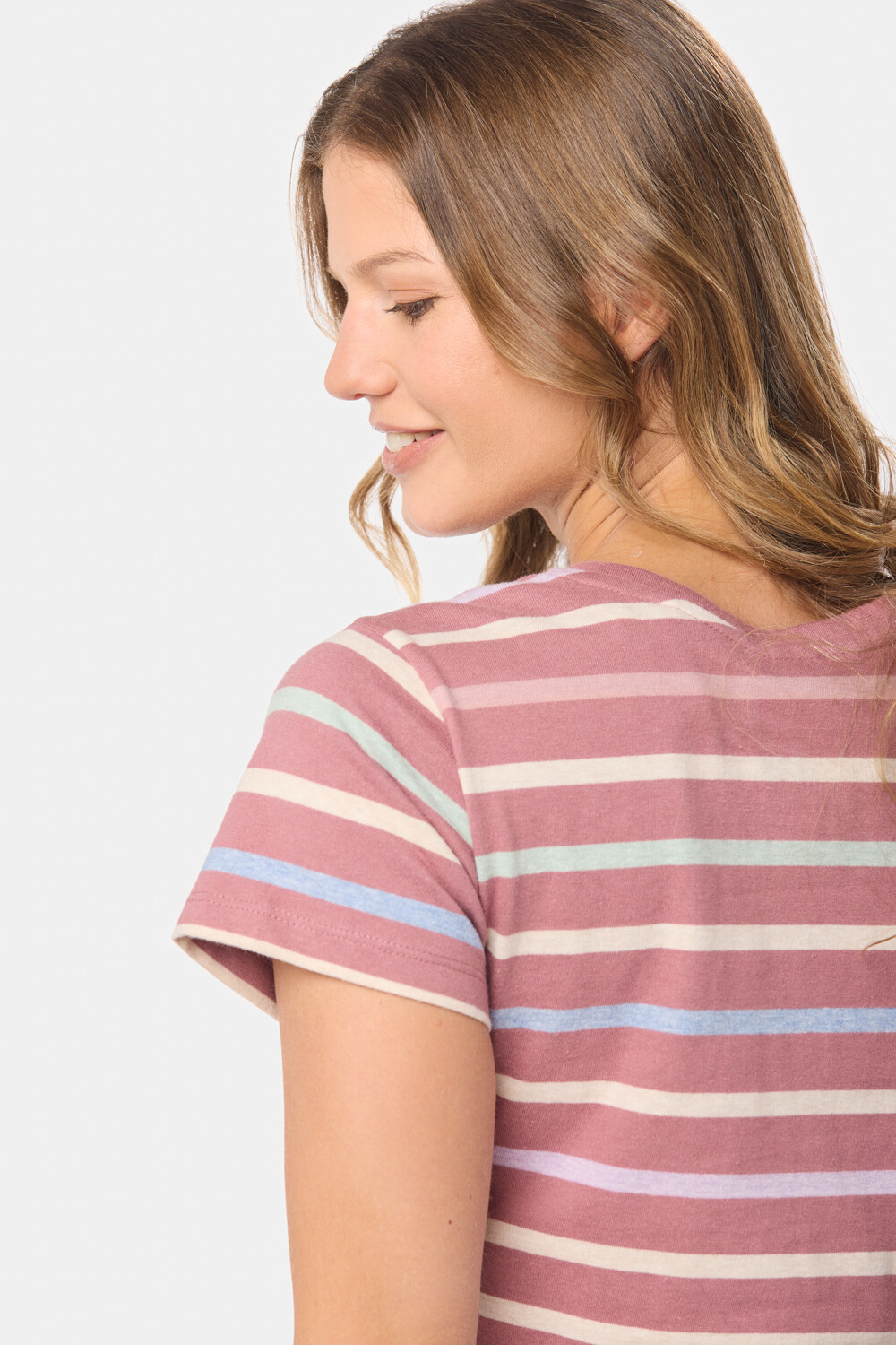 REMERA RAYADA Rosado