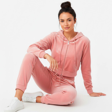 Conjunto Jogging Plush Campera + Pantalón Dama Rosa