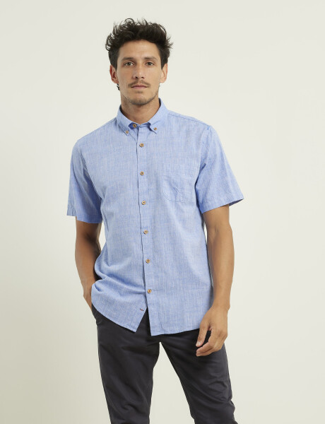 012506 CAMISA HARRINGTON LABEL Azul Melange