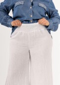 Palazo de faja ancha 100% lino Blanco