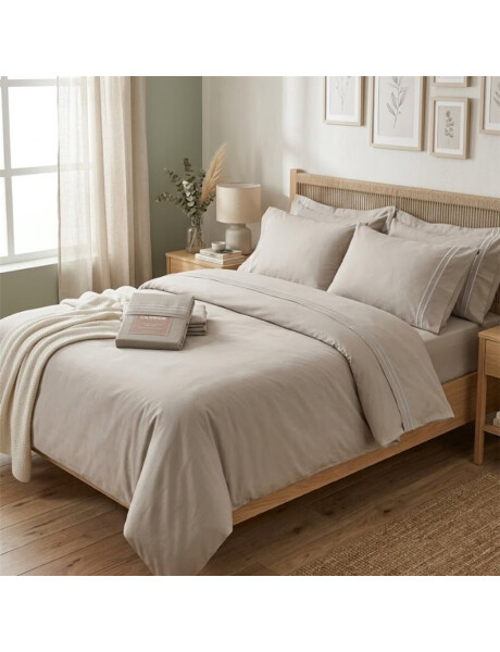 JUEGO SABANA ALGODÓN BORDADO 200 HILOS KING 180x200+35CM TAUPE CANNON JUEGO SABANA ALGODÓN BORDADO 200 HILOS KING 180x200+35CM TAUPE CANNON