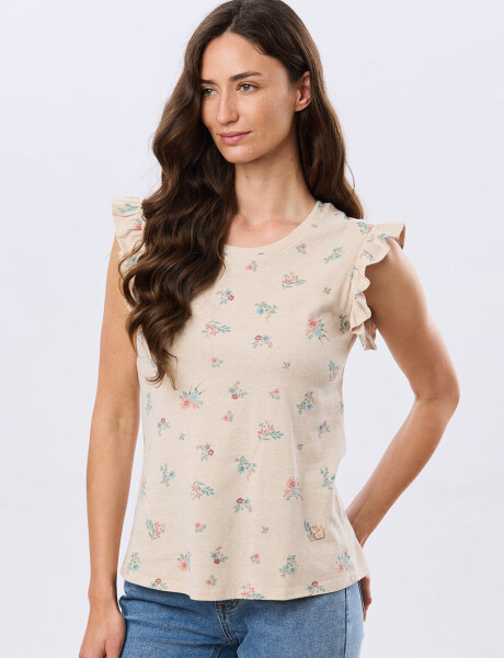 REMERA ESTAMPADA DE ALGODÓN Beige