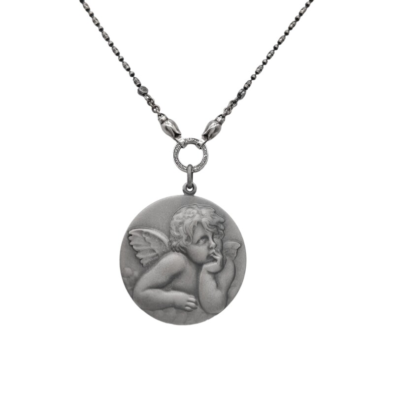 Dije Ángel de la guarda-Plata 925 quemada-Sin Piedra-CP3122 sinpiedra