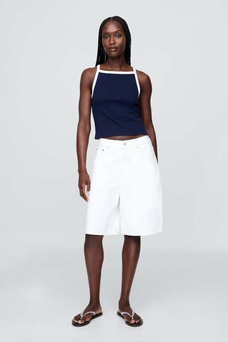 Musculosa Algodón Rib Mujer Navy W White Trim