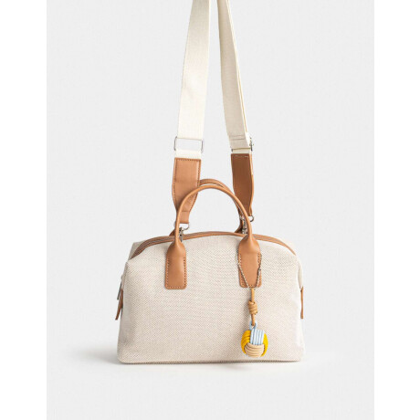 Cartera Bowling Con Charm Blanco Crudo