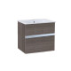 Mueble De Baño De Madera Color Roble 59X45X47.5Cm Con Bacha Ceramica 1 Agujero Para Griferia Monocomando