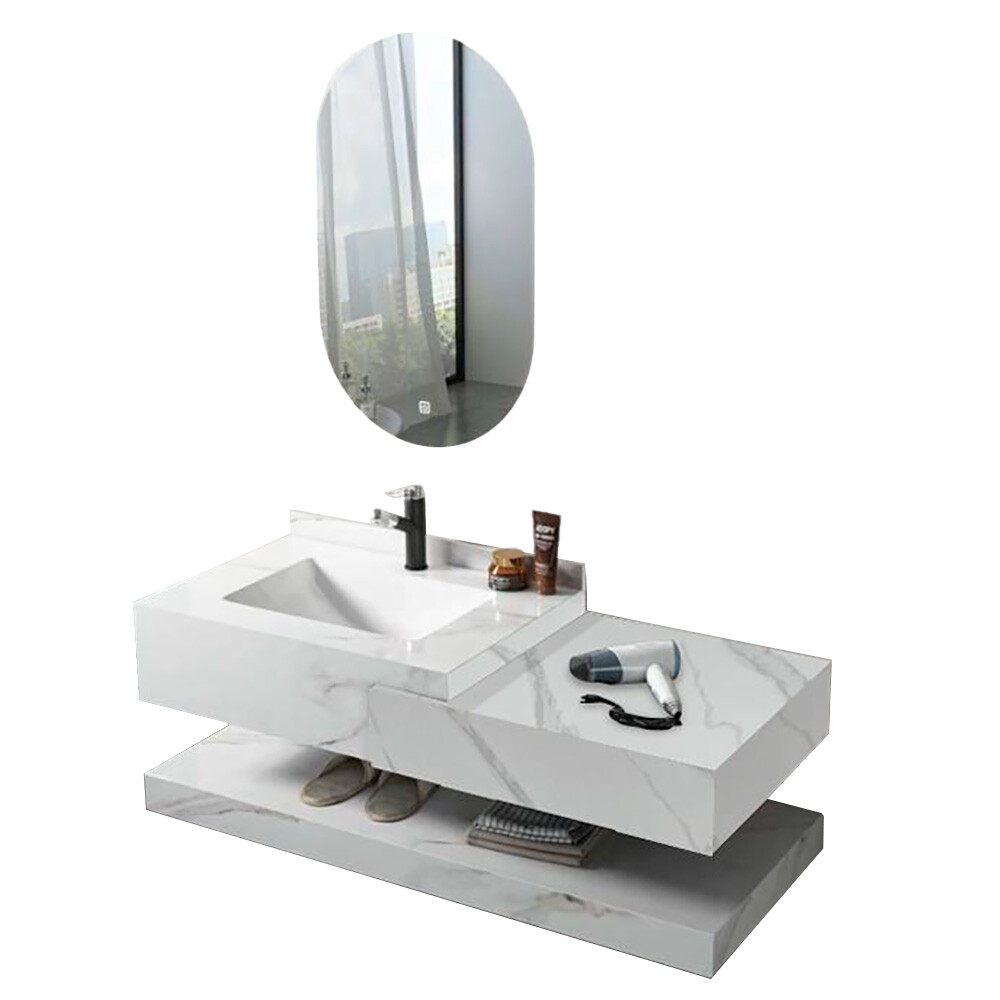 CONJUNTO DE BAÑO HABITARE MODELO SYM1026-100 / MUEBLE + BACHA + ESPEJO CON LUZ Conjunto De Baño Habitare Modelo Sym1026-100 / Mueble + Bacha + Espejo Con Luz