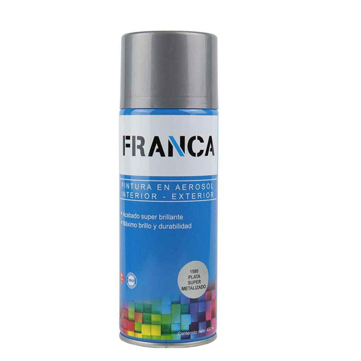 ESMALTE AEROSOL 400ML PLATA SUPER METALIZADO REF.1580 FRANCA ++ - N/a 