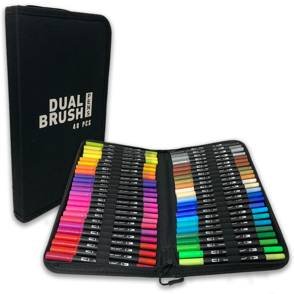 Set De 48 Marcadores Doble Punta Con Estuche Set De 48 Marcadores Doble Punta Con Estuche