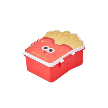 Vianda con división y cubiertos 18x13x7cm Papas Fritas Rojo