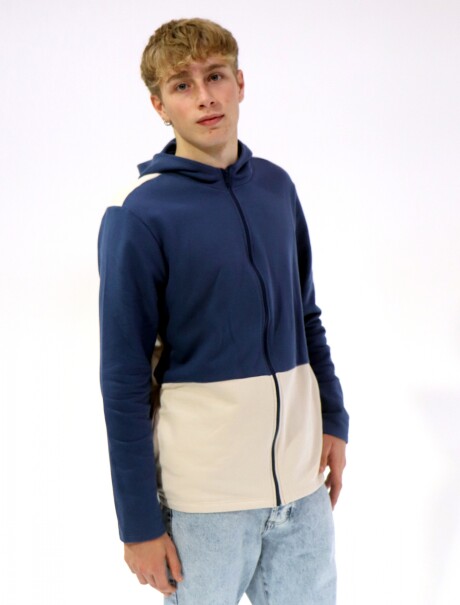 CAMPERA CON FELPA BICOLOR AZUL