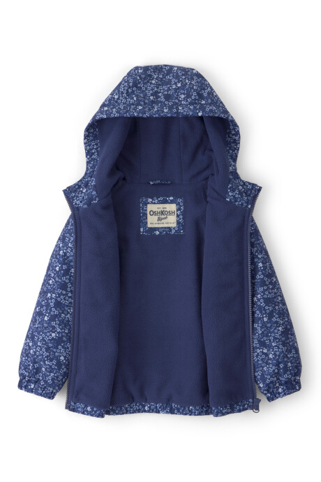 Campera resistente al agua, azul marino, diseño floral. Talles 2-5T Sin color