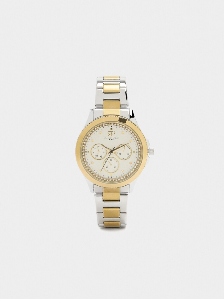 Reloj Bicolor Con Pulsera De Acero Inoxidable bicolor