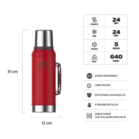 Termo Stanley Classic 940ml con tapón cebador Lava
