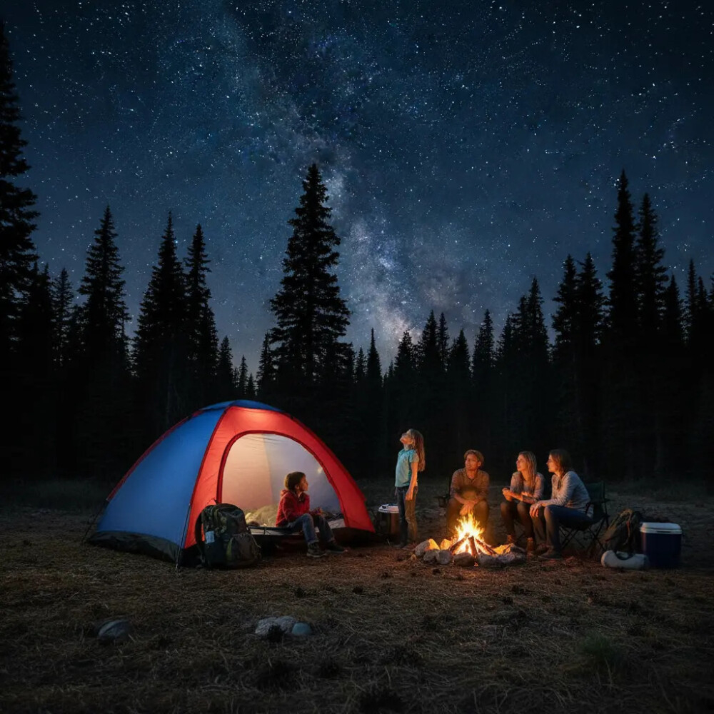 Carpa Iglú De Camping Para 4 Personas AZUL Y ROJO